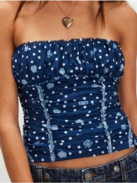 Free People Tops - Free People Scottie Printed Tube- Blue - Medium